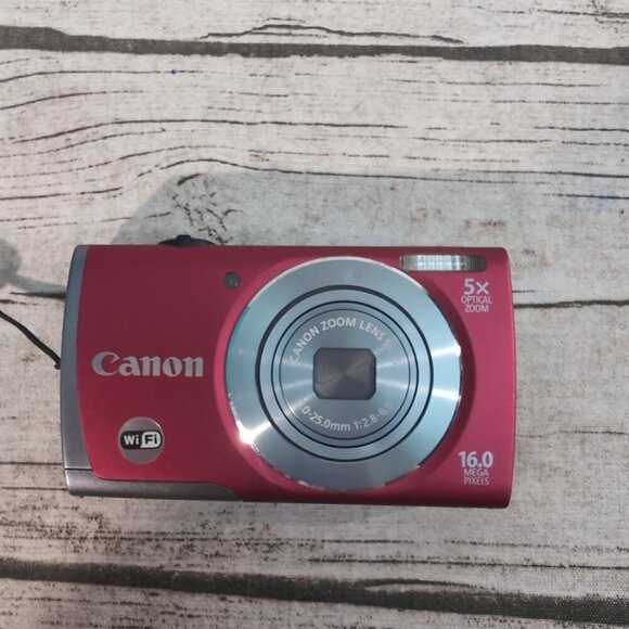 Canon PowerShot A3500 IS Red Digital Camera 16MP 5x Zoom WiFi w/ Case & Cables - Picture 4 of 13